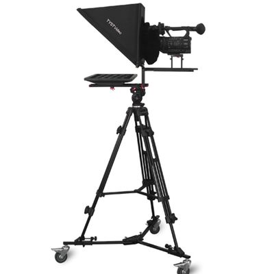 TS-200P Studio Single Mirror Monitor Teleprompter με κάστερ και ασύρματο τηλεχειριστήριο